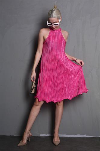 Pembe Halter Yaka Basic Elbise MG1914