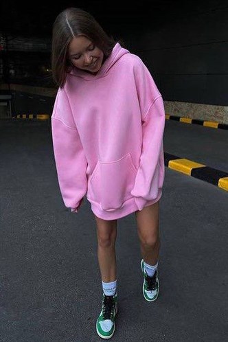 Pink Raised Oversize Hoodie Sweatshirt MG1566
