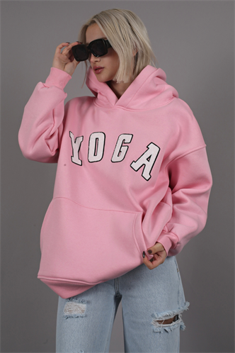 Pink Embroided Oversize Hoodie Sweatshirt MG1580