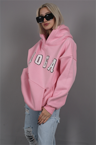 Pink Embroided Oversize Hoodie Sweatshirt MG1580