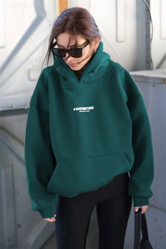 Petrol Mavi Baskılı Oversize Sweatshirt MG1287