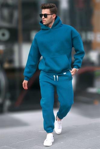 Petrol Mavisi Kapşonlu Basic Eşofman Takımı 5925