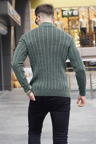 Petrol Green Designed Knitted Sweater 5761