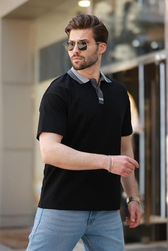 Siyah Polo Yaka Erkek T-shirt E7147