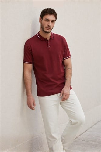 Bordo Polo Yaka Erkek Tişört 6113