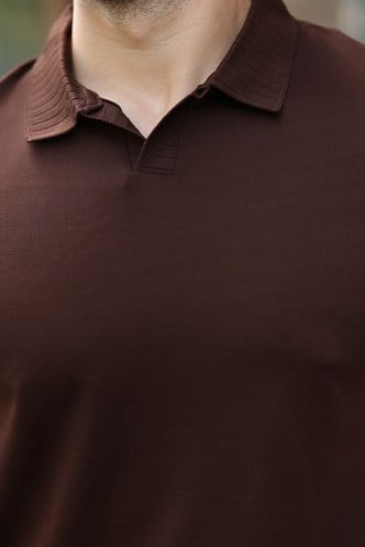 Kahverengi Regular Fit Polo Yaka Triko Erkek Tişört E7502