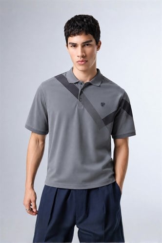 Füme Desenli Polo Yaka Erkek Tişört 6081
