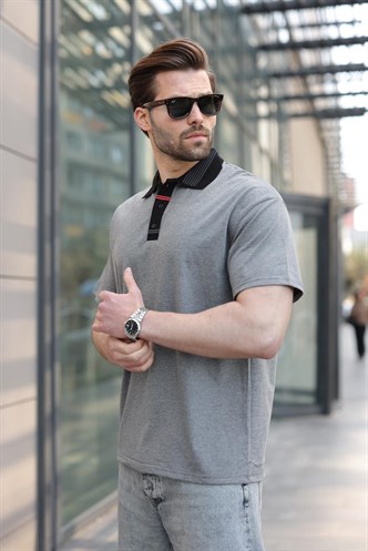 Antrasit Polo Yaka Erkek T-shirt E7147
