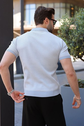Bebe Mavisi Polo Yaka Regular Fit Erkek Triko Tişört E7496