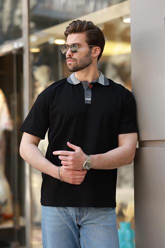 Siyah Polo Yaka Erkek T-shirt E7147