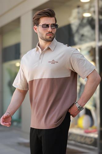 Sütlü Kahverengi Polo Yaka Erkek Tişört E7116