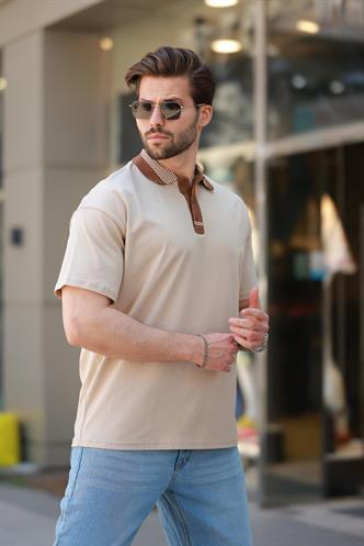 Bej Polo Yaka Erkek T-shirt E7147