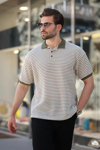 Haki Polo Yaka Triko Erkek T-shirt E7139