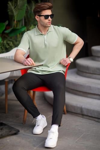 Çağla Yeşili Polo Yaka Erkek Tişört 6877