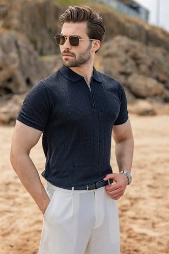 Antrasit Regular Fit Polo Yaka Triko Erkek Tişört E7503