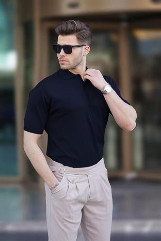 Lacivert Erkek Polo Yaka Düz Tişört 6878