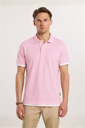 Pembe Basic Polo Yaka Tişört 5885