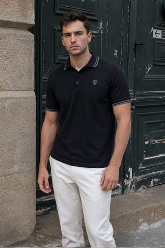 Siyah Basic Regular Fit Erkek Polo Yaka Tişört 6100