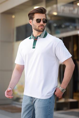 Beyaz Polo Yaka Erkek T-shirt E7147