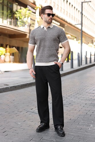 Taş Rengi Polo Yaka Regular Fit Erkek Triko Tişört E7496