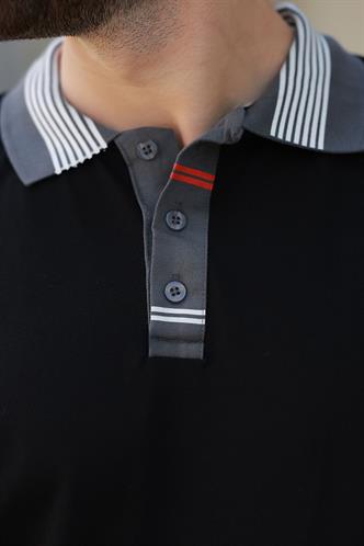 Siyah Polo Yaka Erkek T-shirt E7147