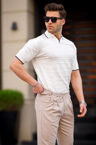 Beyaz Polo Yaka Erkek Tişört 6894