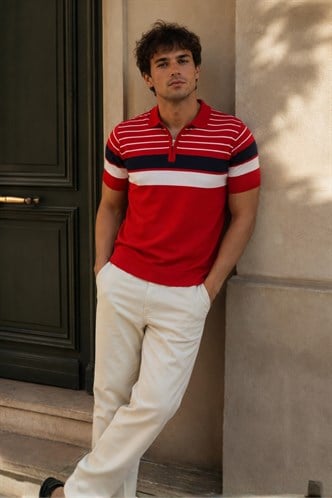 Men Red Polo T-Shirt 5732