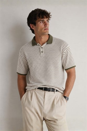 Haki Polo Yaka Triko Erkek T-shirt E7139
