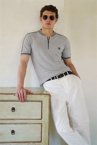 Madmext Gri Polo Yaka Erkek Tişört 9281