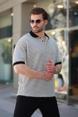 Siyah Polo Yaka Triko Erkek T-shirt E7139