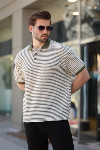 Haki Polo Yaka Triko Erkek T-shirt E7139