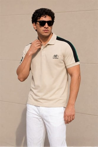 Madmext Men Beige Polo T-shirt 5215