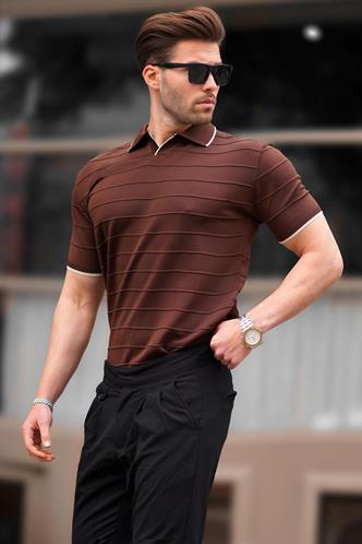 Kahverengi Polo Yaka Erkek Tişört 6894