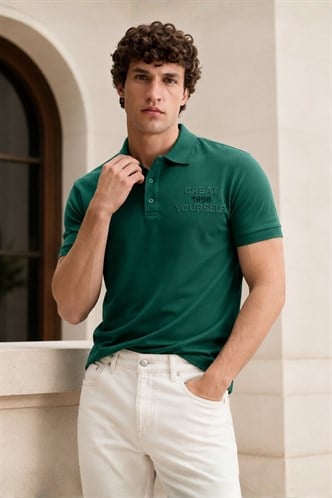 Madmext Men Green Polo T-shirt 5247