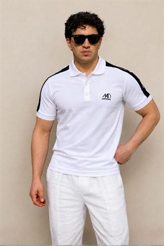 Madmext Beyaz Polo Yaka Erkek Tişört 5215