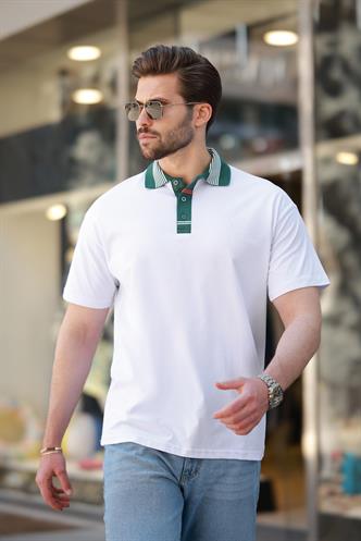 Beyaz Polo Yaka Erkek T-shirt E7147