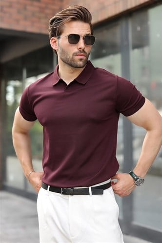 Mürdüm Regular Fit Polo Yaka Triko Erkek Tişört E7502