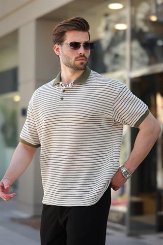 Haki Polo Yaka Triko Erkek T-shirt E7139