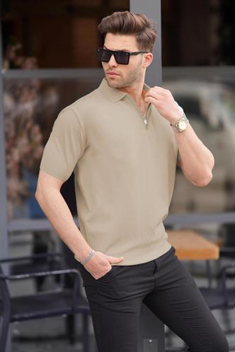 Vizon Fermuar Detaylı Polo Yaka Triko Tişört 6885