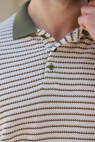 Haki Polo Yaka Triko Erkek T-shirt E7139
