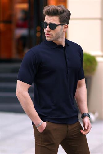 Lacivert Erkek Polo Yaka Düz Tişört 6878