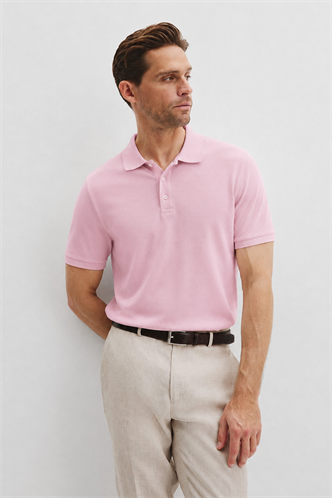 Pembe Overfit Kısa Kollu Polo Yaka Erkek Tişört 7029