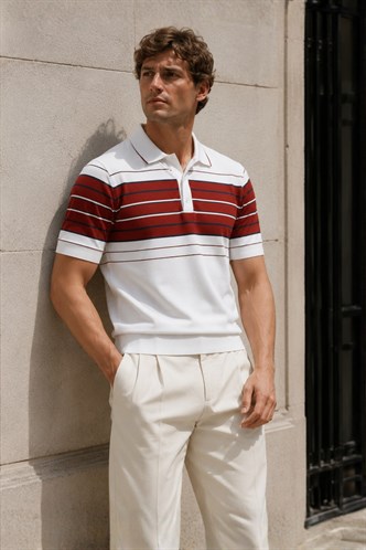 Men White Polo T-Shirt 5733