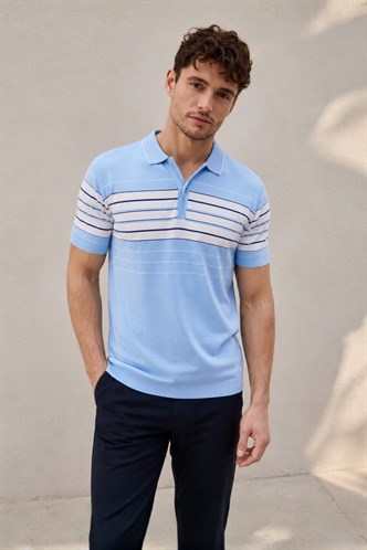 Men Baby Blue Polo T-Shirt 5733