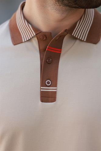 Bej Polo Yaka Erkek T-shirt E7147