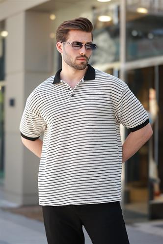 Siyah Polo Yaka Triko Erkek T-shirt E7139