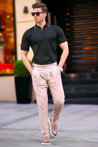 Siyah Polo Yaka Erkek Tişört 6894