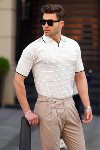 Beyaz Polo Yaka Erkek Tişört 6894