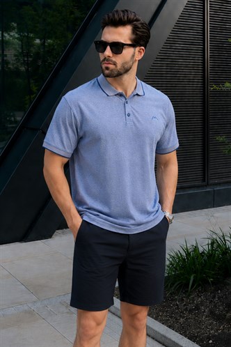 Lacivert Nakışlı Regular Fit Erkek Polo Yaka Tişört 6108