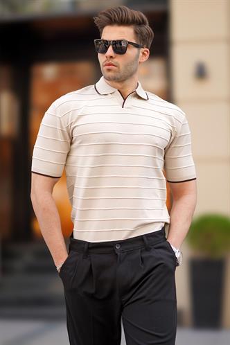 Bej Polo Yaka Erkek Tişört 6894